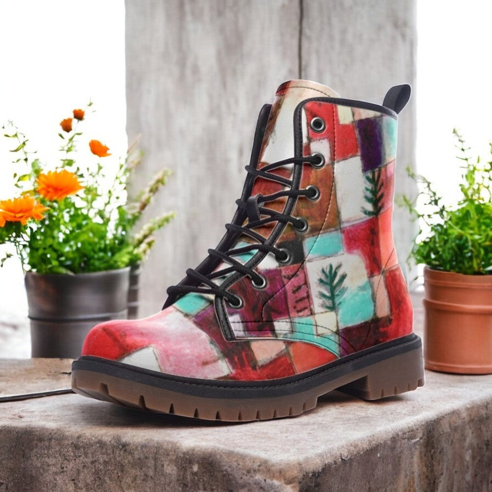 Colorful Patchwork Combat Boots (Red Boots for Women|Men)