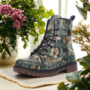 Lush Jungle Floral Boots （Dark Green｜For Womene| Men)