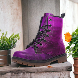 Mismatched Amethyst Purple and Violet Vegan Combat Boots| Faux Leather shoes| Witchy| Fantasy| Gothic| Lace Up| Hippie|For Women| Men