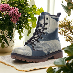 Cloudy Sky Artistic Combat Boots | Vegan & Waterproof