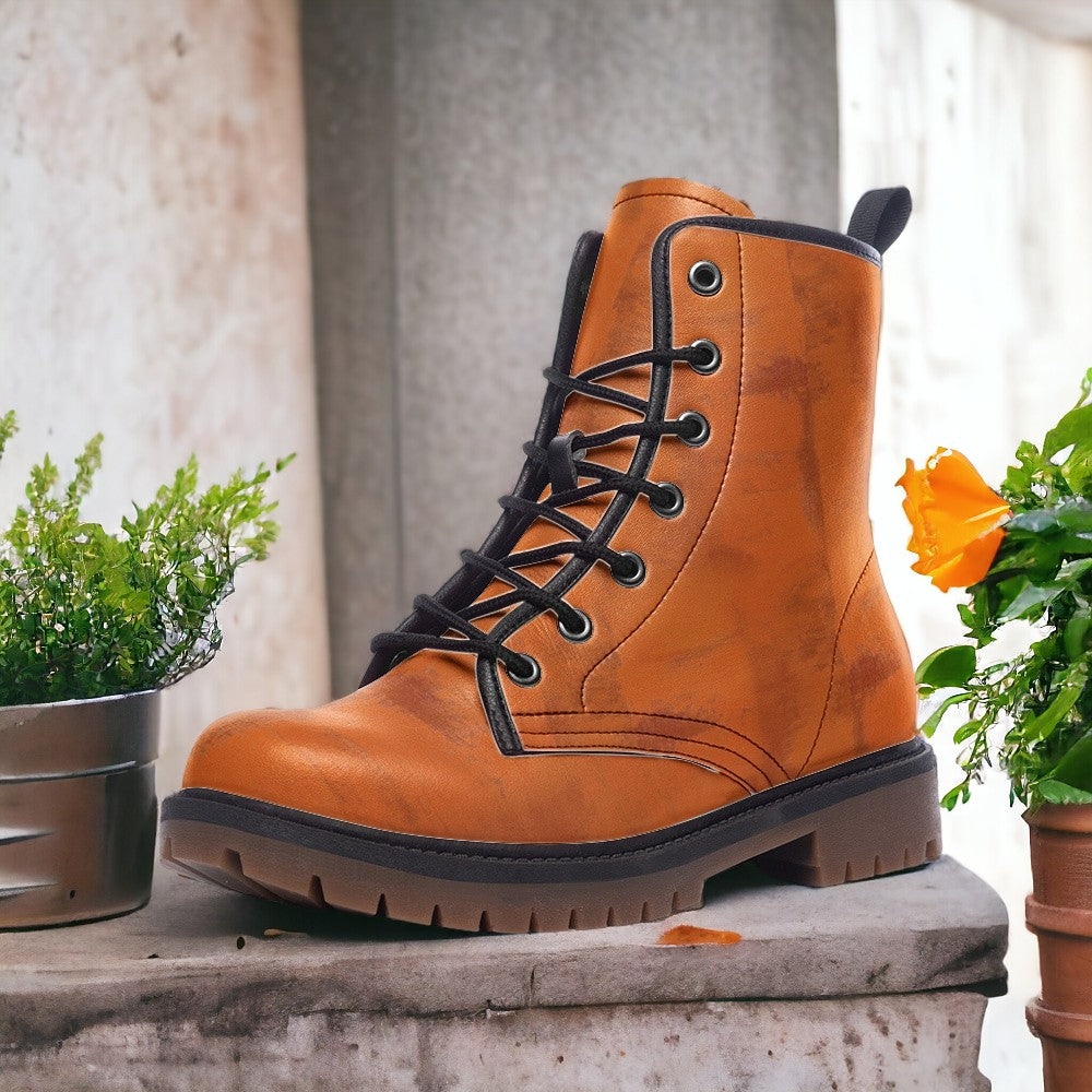 Burnt Orange Combat Boots (For Women and Men)
