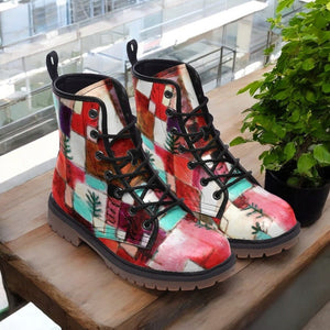 Colorful Patchwork Combat Boots (Red Boots for Women|Men)