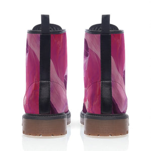 Purple Floral Combat Boots – Artistic Print Women's Lace-Up Boots