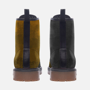 Mismatched Gold and Black Vegan Combat Boots| Charm Faux Leather Shoes| Wide Comfy| Hippy Boots| Customs Shoe For Womens For Men