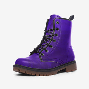 Violet Vegan Combat Boots | Purple Faux Leather Shoes| Gothic Lace Up Boots| Witchcore| Clubwear For Men and Women