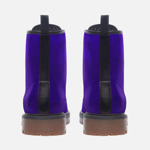 Violet Vegan Combat Boots | Purple Faux Leather Shoes| Gothic Lace Up Boots| Witchcore| Clubwear For Men and Women