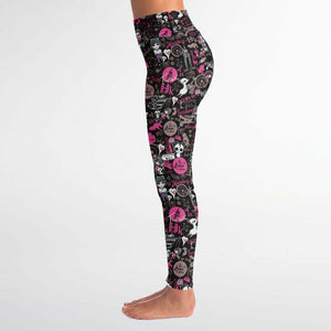 Hong Kong Pattern Yoga Pants (Black Pink/ For women)