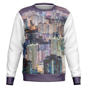 Hong Kong Night View Fashion Sweatshirt (Black and White)