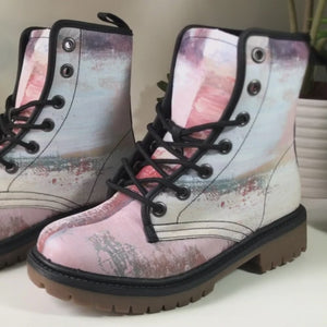 Vintage Mona Lisa Vegan Combat Boots| Da Vinci Inspired Faux Leather Shoes| Renaissance Lace Up Boots|Brown Steampunk Boots For Women| Men