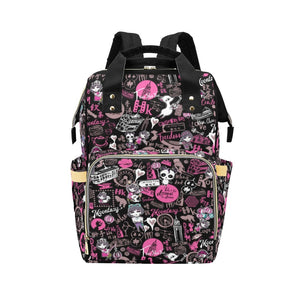 Hong Kong Pattern Multi-Function Diaper Backpack/Diaper Bag (Black)