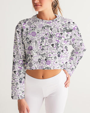 Hong Kong Pattern Women's Cropped Sweatshirt (Lavender | Purple)