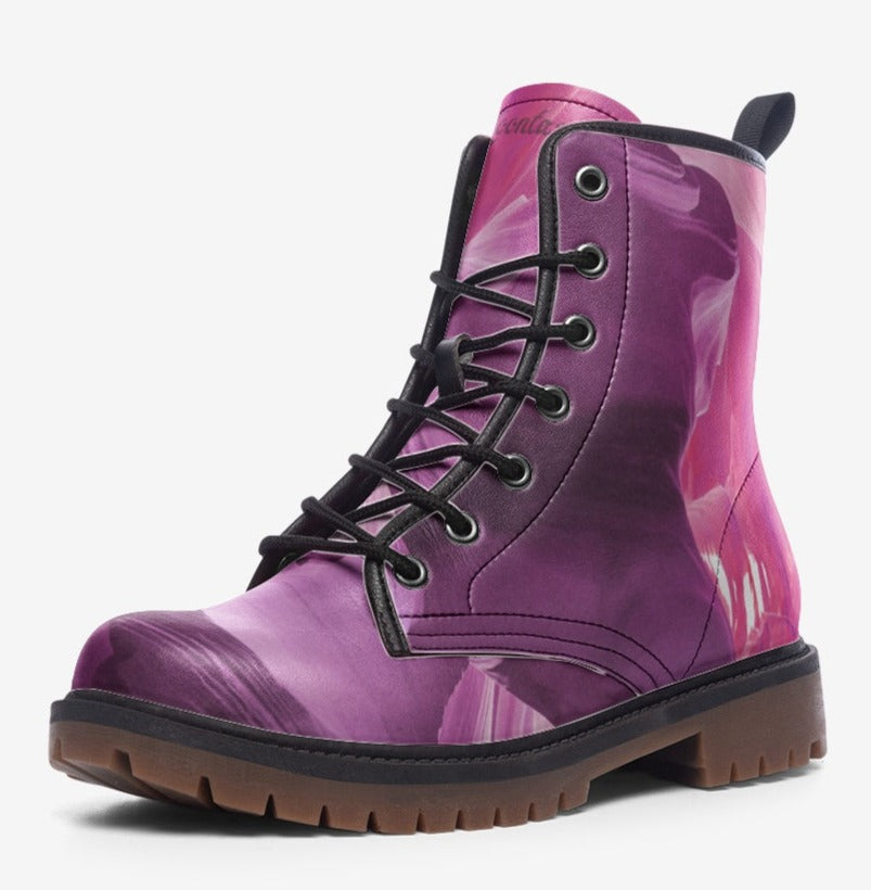 Dark Purple And Pink Stone Vegan Leather Boots