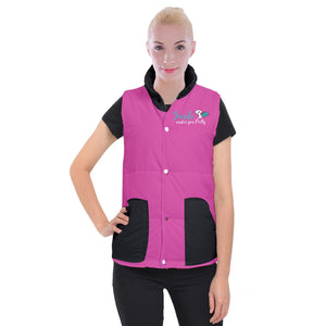 Modern France Women's Button Up Vest ( Hot Pink )