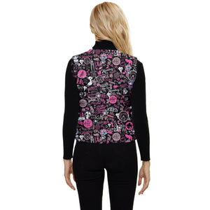 Hong Kong Pattern Women's Short Button Up Puffer Vest