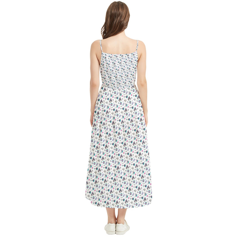 Classic France Boho Sleeveless Summer Dress (white)