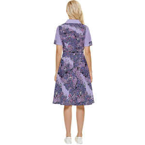 Owls Floral Button Top Knee Length Dress