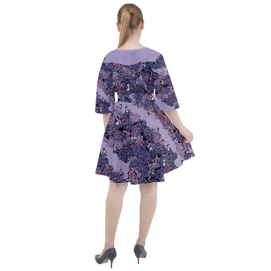 Owls Floral Boho Button Up Dress