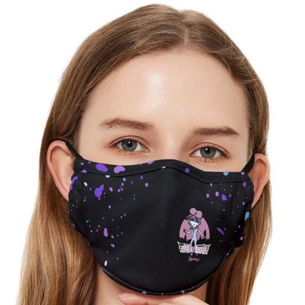 Japan Anime Inspired Fitted Cloth Face Mask (Adult/Black)-CM