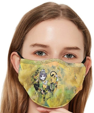 Moon-Gondola Fitted Cloth Face Mask (Adult /Yellow)