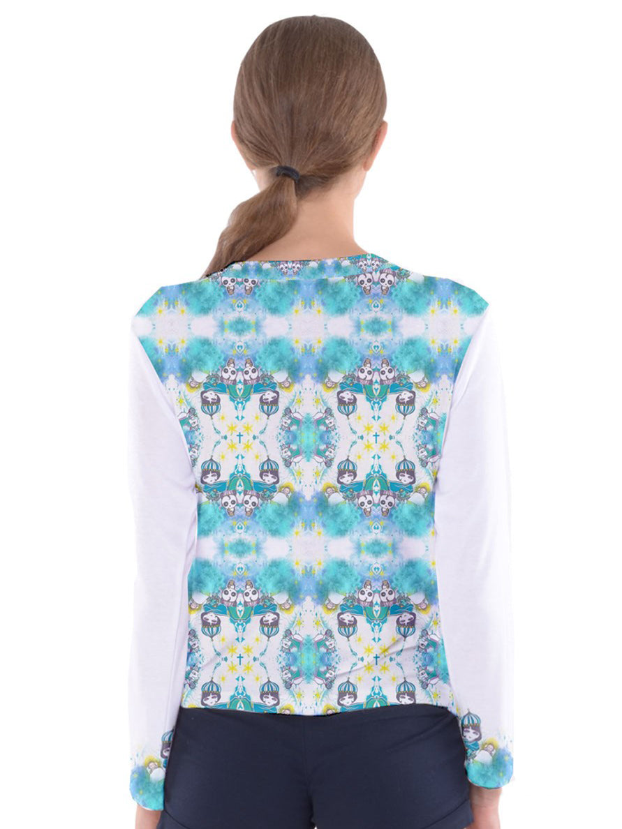 God Is Love Women's Long Sleeve Tee (Green and Blue)