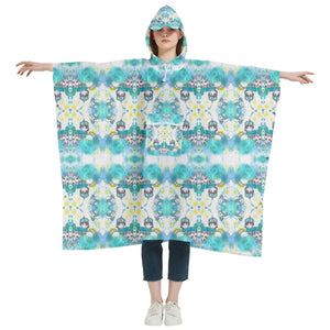 God is Love Women's Hooded Rain Ponchos (Blue and Green)