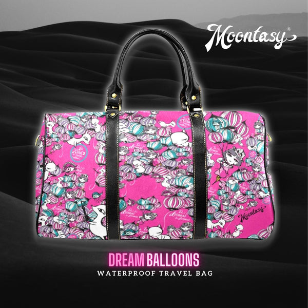 Psychedelic Balloons Waterproof Travel Bag/Large (Hot Pink)
