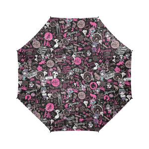 Hong Kong Pattern Semi-Automatic Foldable Umbrella( Black)