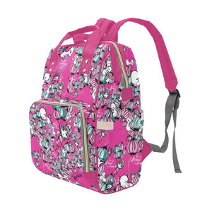 Psychedelic Balloons Multi-Function Diaper Backpack/Diaper Bag (Pink)