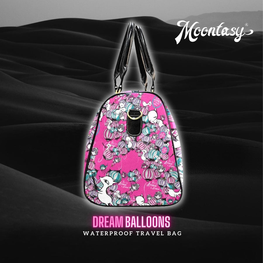 Psychedelic Balloons Waterproof Travel Bag/Large (Hot Pink)