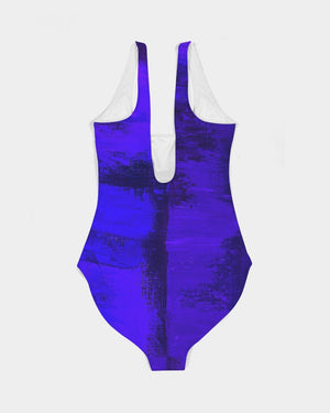 Artistic Women's One-Piece Swimsuit (Violet Blue)
