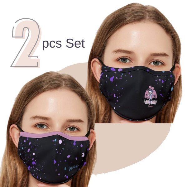 Japan Anime Inspired Fitted Cloth Face Mask - 2 Pcs Set (Adult/Black)
