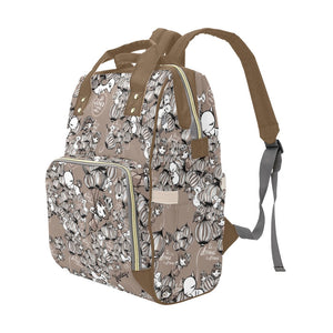 Psychedelic Balloons Multi-Function Backpack/Diaper Bag (Brown/Mint)