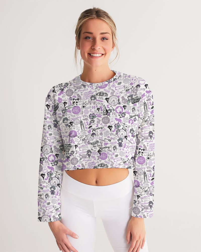 Hong Kong Pattern (Lavender | Purple) Women's Cropped Sweatshirt