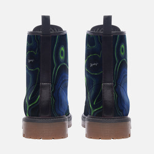 Dark Blue Marble Vegan Leather Boots