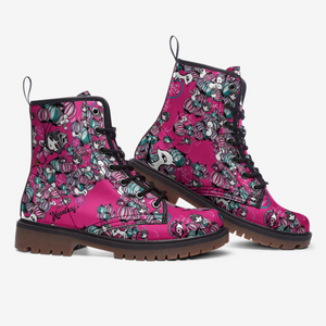 Psychedelic Balloons Vegan Leather boots (Barbie Pink)