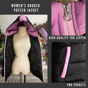 Hong Kong Pattern Women's Hooded Puffer Jacket (half)