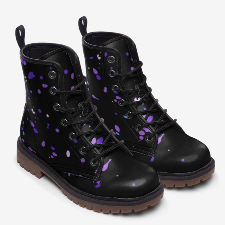 Splash Ink Black Vegan Leather Boots