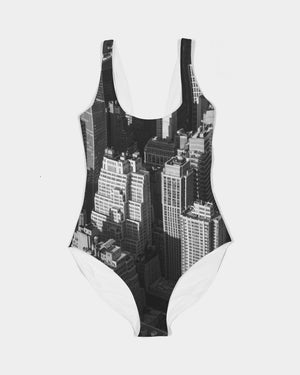 New York Building Women's One-Piece Swimsuit (Black)