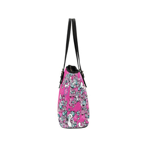 Psychedelic Balloons Faux Leather tote bag (Barbie Pink/Small)