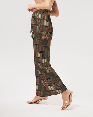 Library Book Lover Women's High-Rise Wide Leg Pants (Brwon)