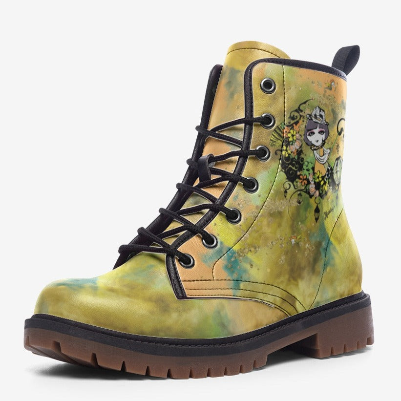 Moon-Gondola Vegan Leather boots (Mustard Yellow)