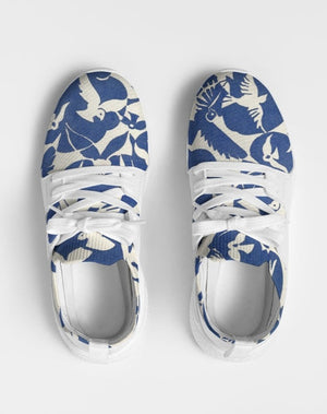 Pigeons Pattern Men's Two-Tone Sneaker (Blue and Beige)