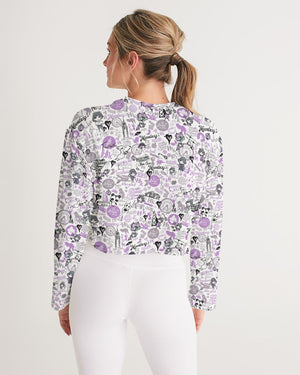Hong Kong Pattern Women's Cropped Sweatshirt (Lavender | Purple)