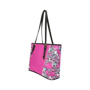 Psychedelic Balloons Faux Leather tote bag (Barbie Pink/Small)