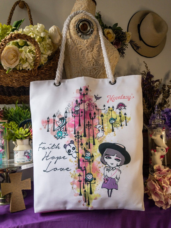 Faith Hope Love Rope Handle Tote (Large)