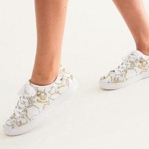 Coffee Stains Pattern Women's Faux-Leather Sneaker