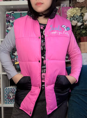 Modern France Women's Button Up Vest ( Hot Pink )