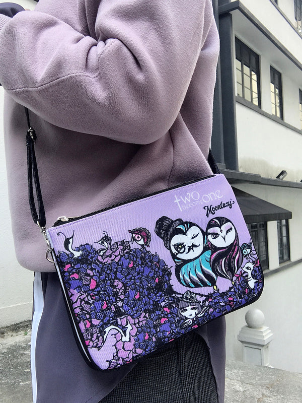 Owls Floral Double Gusset Crossbody Bag