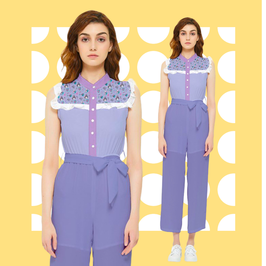Classic France Women's Frill Top Jumpsuit (Purple)