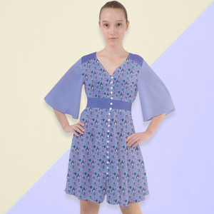 Classic France Boho Button Up Dress (Purple)